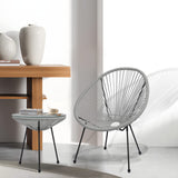 Outdoor Acapulco Chair Set 3-Piece with Glass Top Table, Lightweight All-Weather Woven