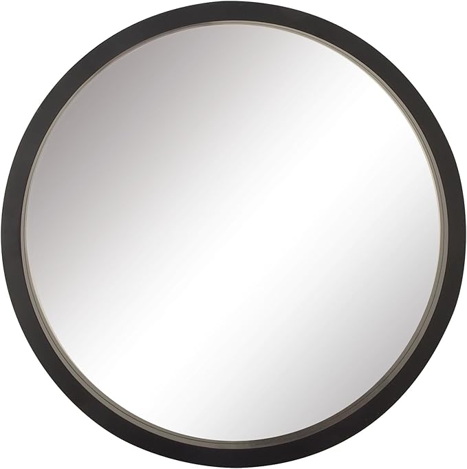 Wooden Room Wall Mirror Entryway Mirror, Wall Mounted Mirror 32" x 2" x 32", Black