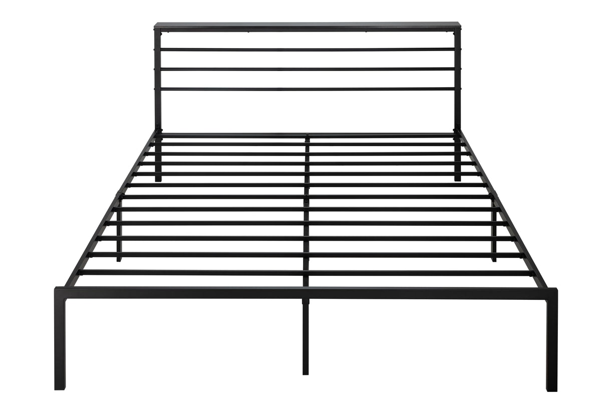 King Size Bed Frame with Headboard Shelf, Heavy Duty Platform Bed Frame with Strong