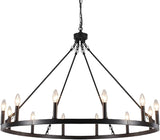 47.2 inches Black Wagon Wheel Chandelier- 20 Light Large Farmhouse Chandelier Rustic