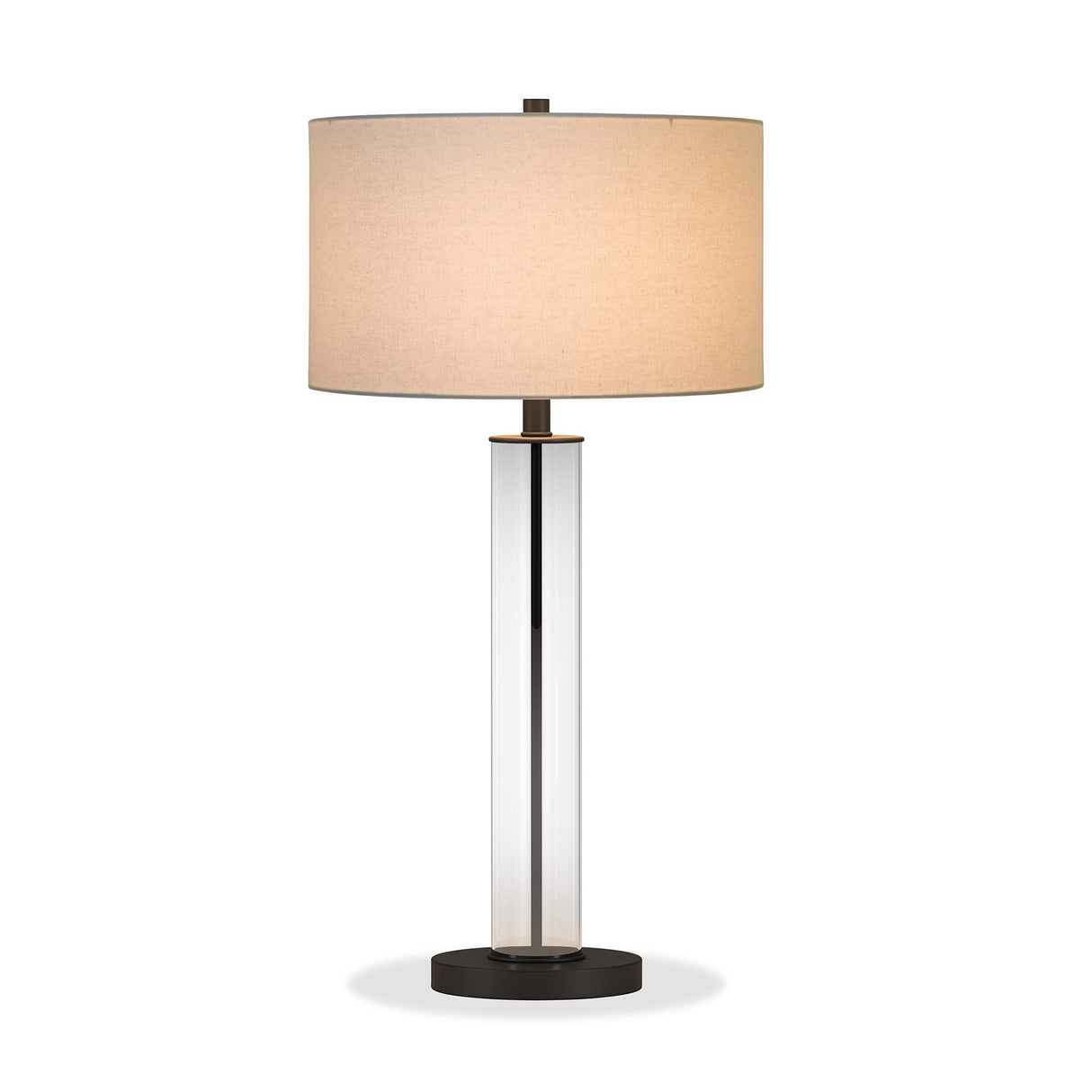 29" Tall Table Lamp with Fabric Shade in Clear Glass/Blackened Bronze/White