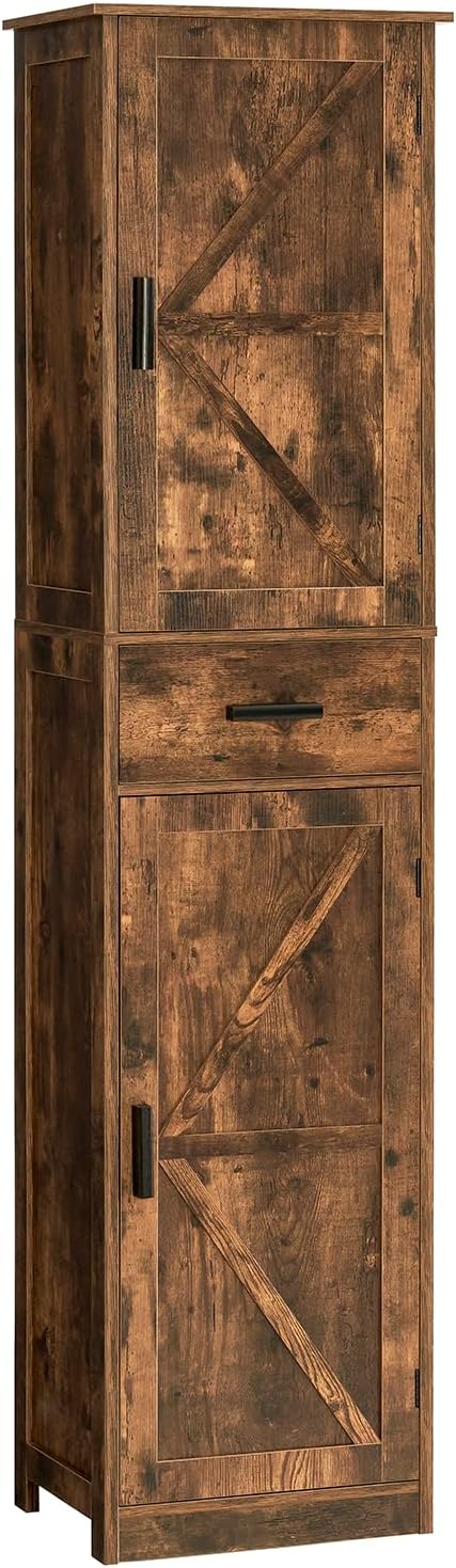 Tall Bathroom Cabinet, Storage Cabinet with 6 Shelves & Drawer