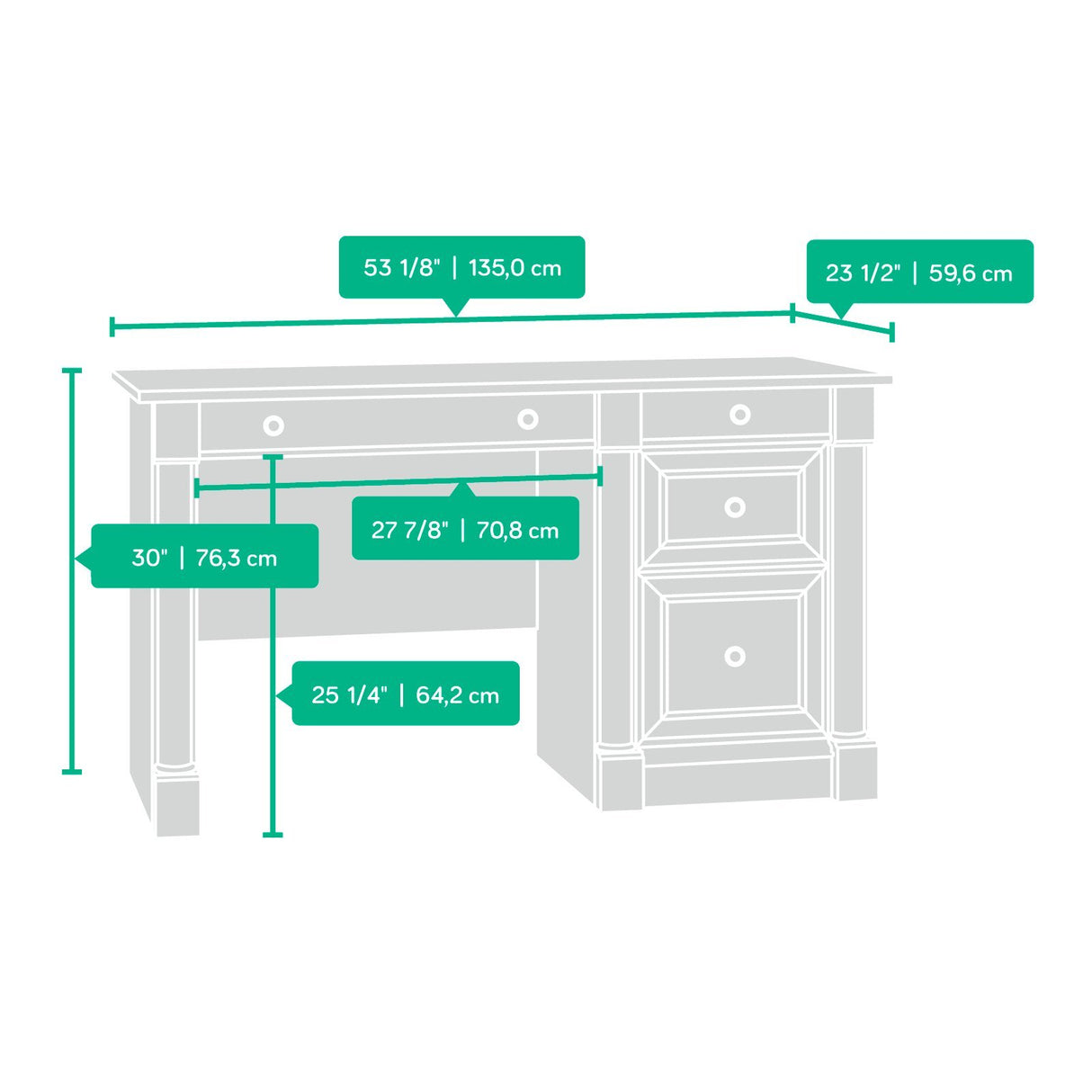 Sauder Palladia Computer Desk, 23.5"D x 53.15"W x 30"H, Wind Oak finish