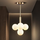 Modern Globe Gold Chandelier - 3.9in Glass Shape Sputnik Ceiling Light Fixture, Mid