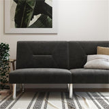 Mara 69 Inch Futon Sofa Bed in Velvet Fabric, Modern Armless Upholstered Couch Sleeper for Small Spaces