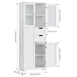 67'' Tall Storage Cabinet, Bathroom Storage Cabinet with Glass Doors and Shelves,