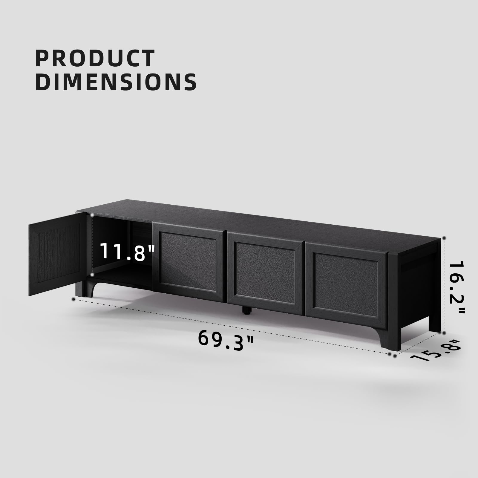70" Modern TV Stand for 65-70 Inch TVs - Black Media Console