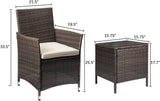 Patio Porch Furniture Sets 3 Pieces PE Rattan Wicker Chairs