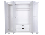 100% Solid Wood Kyle 4-Door Wardrobe Armoire Closet Organizer