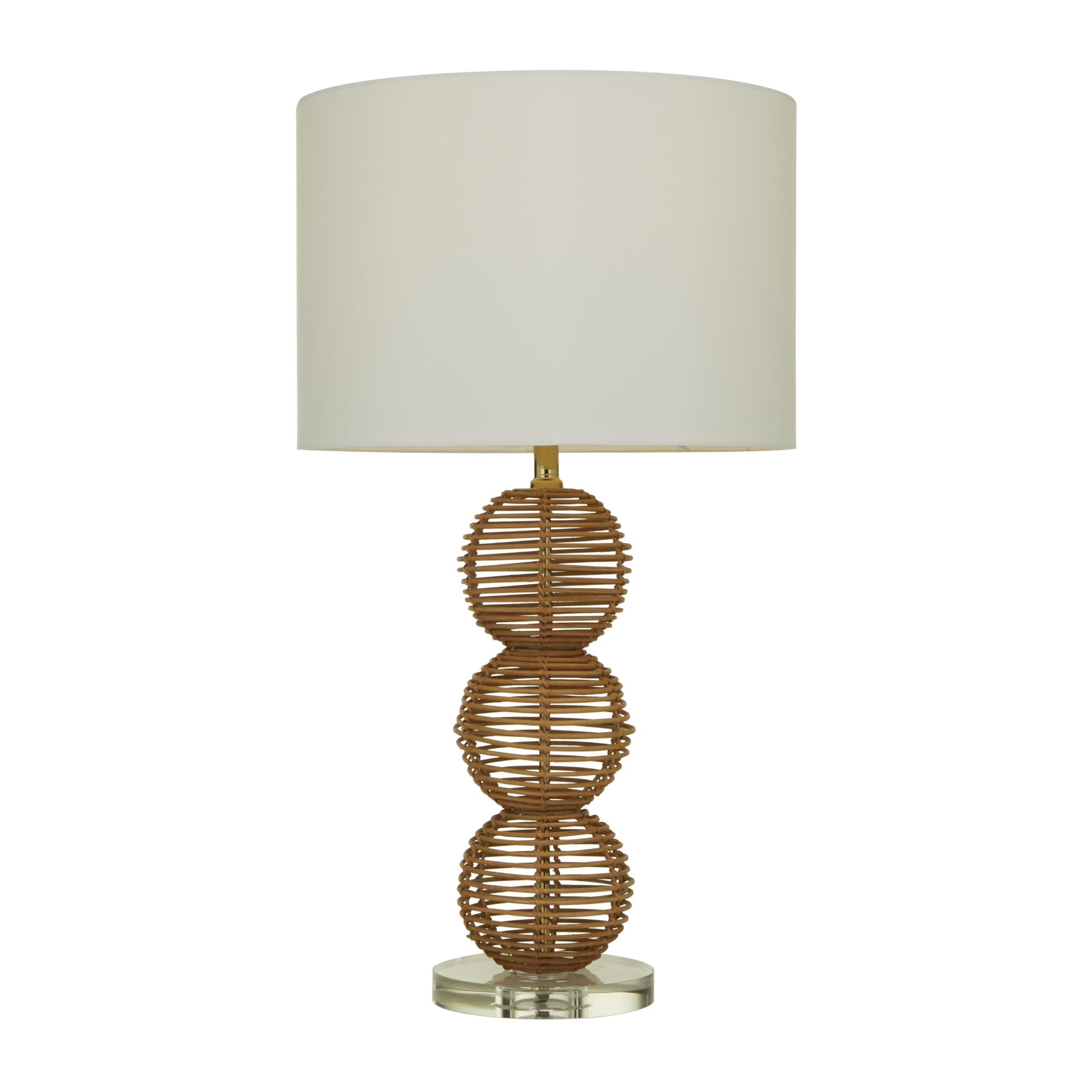 Wicker Wood Handmade Woven Orb Table Lamp, 16" x 16" x 29", Brown
