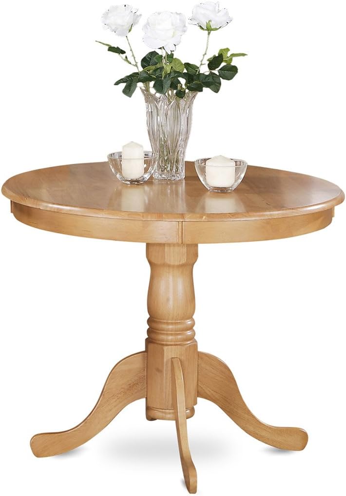 ANVA5-OAK-W 5 Piece Dining Set Includes a Round Dining Room Table with Pedestal