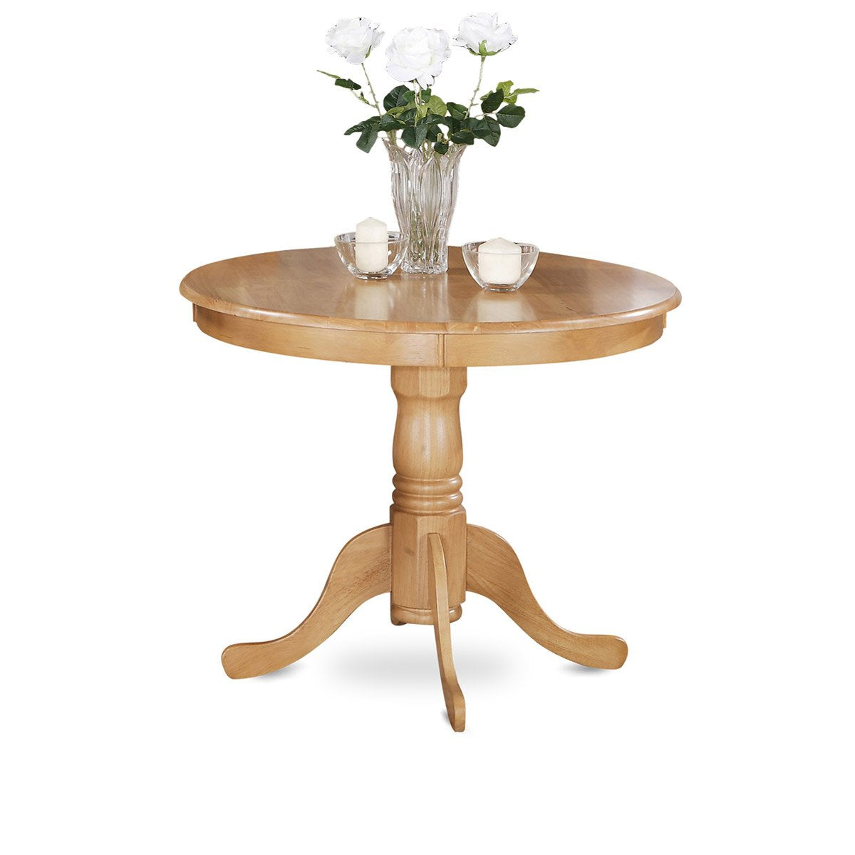 ANVA5-OAK-W 5 Piece Dining Set Includes a Round Dining Room Table with Pedestal