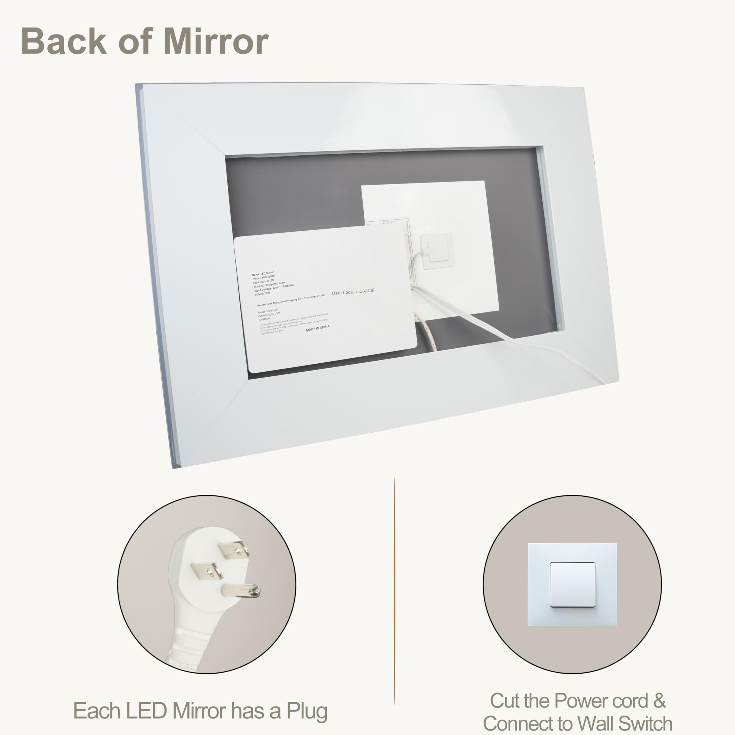 20x28 LED Bathroom Mirror - Anti-Fog Dimmable Backlit Vanity Mirror
