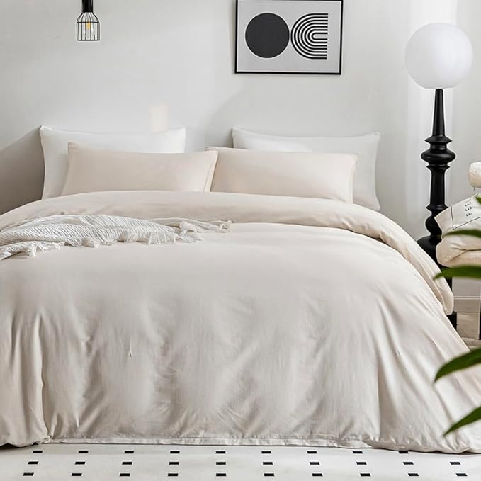100% Washed Cotton Linen Feel Textured Comforter