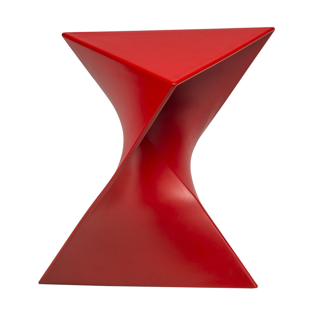 15.75" Red Stackable Side Table - Weather-Resistant Triangular Plastic Accent End Table