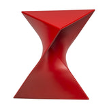 15.75" Red Stackable Side Table - Weather-Resistant Triangular Plastic Accent End Table