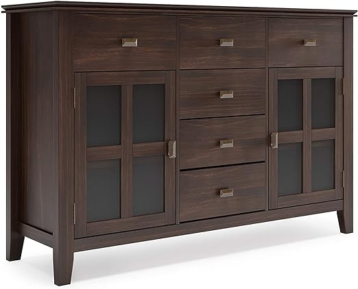 Artisan Solid Pine Wood 54 inch Contemporary Sideboard Buffet Credenza in Russet