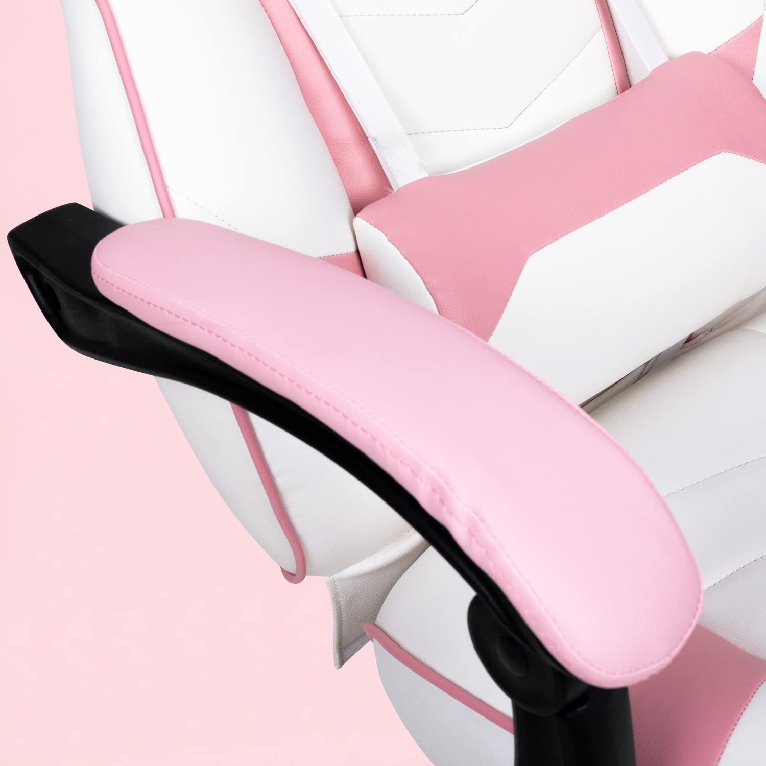 Pink Kawaii Gaming Chair with Lumbar Support