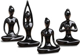 Lot of 4 Meditation Yoga Pose Statue Figurine Ceramic Yoga Figure Set Decor - Patina Gold