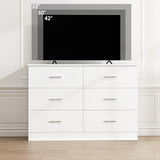 White Dresser, 47.2'' Large 6 Drawer Dresser Wide Chest of Drawers for TV Stand