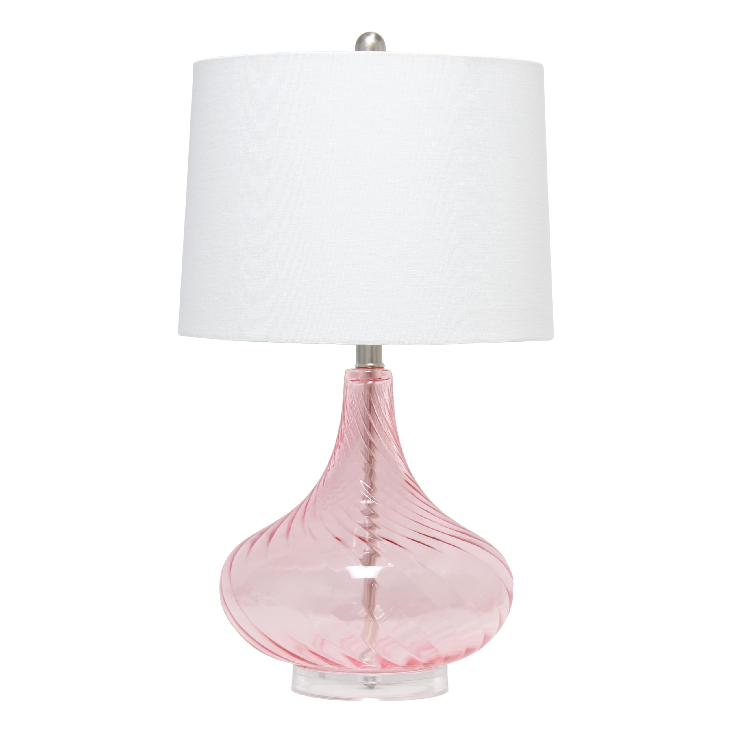 24" Modern Refined Rippled Colored Glass Table Lamp with White Linen Tapered Drum