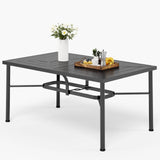 64" Large Metal Outdoor Dining Table, Black Rectangle Patio Table Furniture