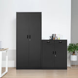 Metal Storage Cabinet, 36" H Locking Storage Cabinet with Two Drawers and Adjustable