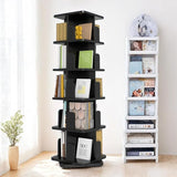 White Rotating Bookshelf, 360 Display 5 Tier Rotating Bookshelf Tower, Floor Standing