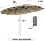 15x9ft Double-Sided Patio Umbrella Outdoor Market Umbrella Large Umbrella