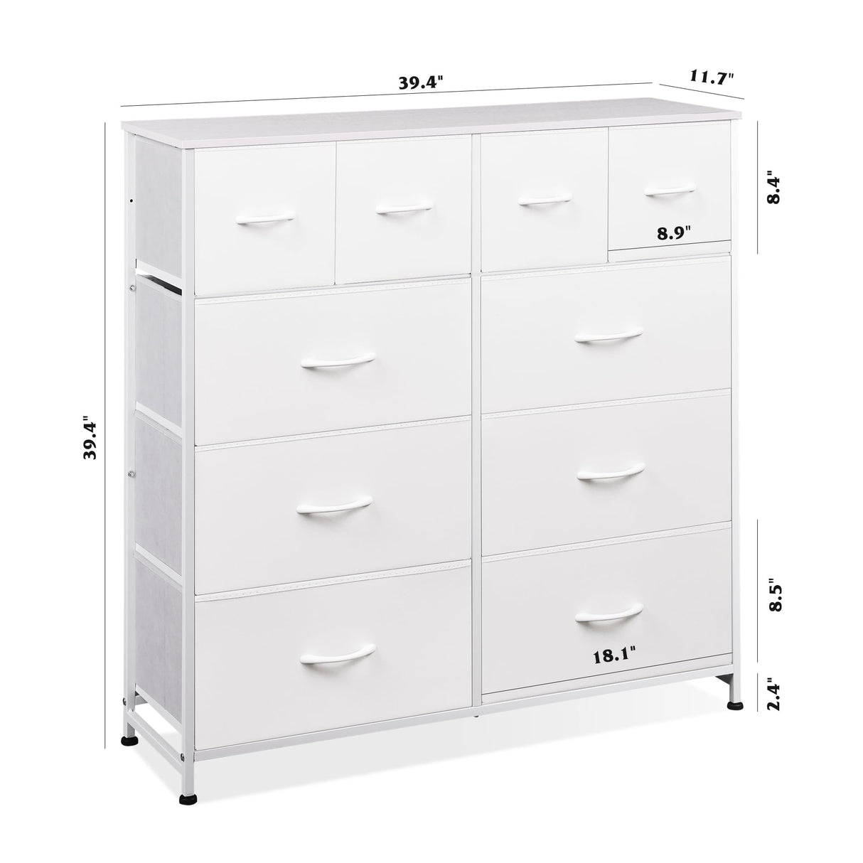 White Dresser for Bedroom with 10 Drawers, Tall Chest of Drawers for Bedroom, Storage