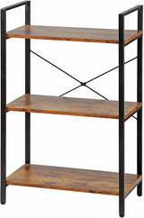 Bookshelf 4 Tier Industrial Bookcase Rustic Wood and Metal Standing Bookshelf