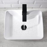 White Rectangle Ceramic Bathroom Vessel Sink - Dorzom 16x12 Inch Ceramic