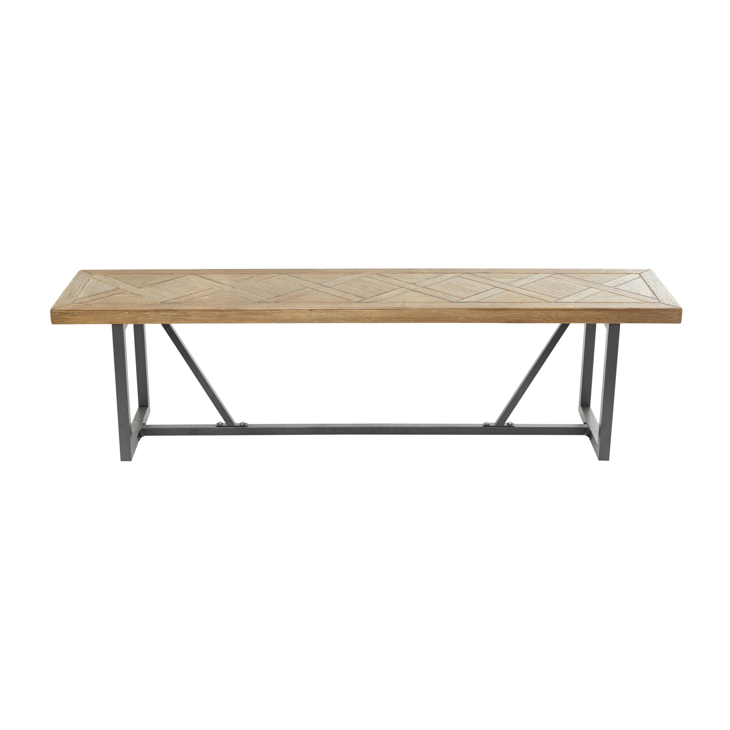 79 Wood Bench with Black Metal Base,  Brown