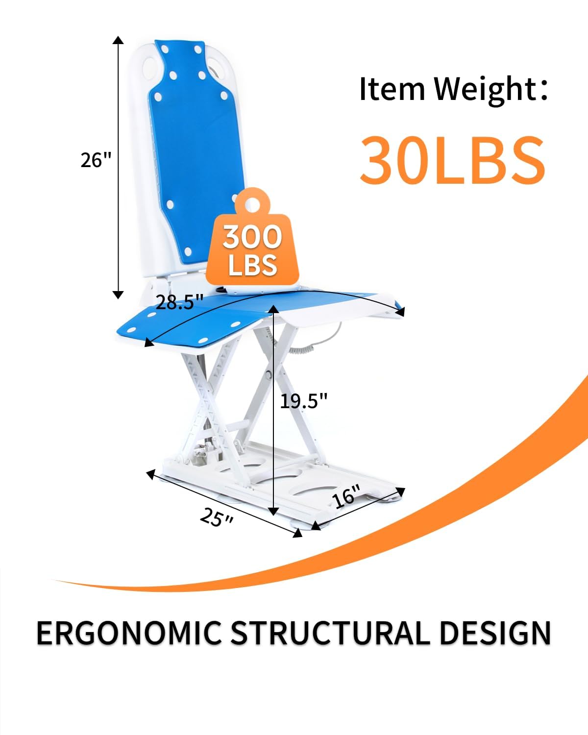Electric Chair Lift for Elderly – Waterproof, Foldable Floor Lift with Rechargeable Battery