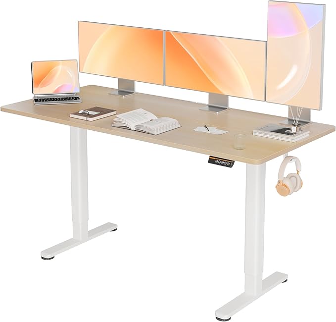 Electric Standing Desk, Adjustable Height Stand up Desk, 63x24 Inches Sit Stand Home