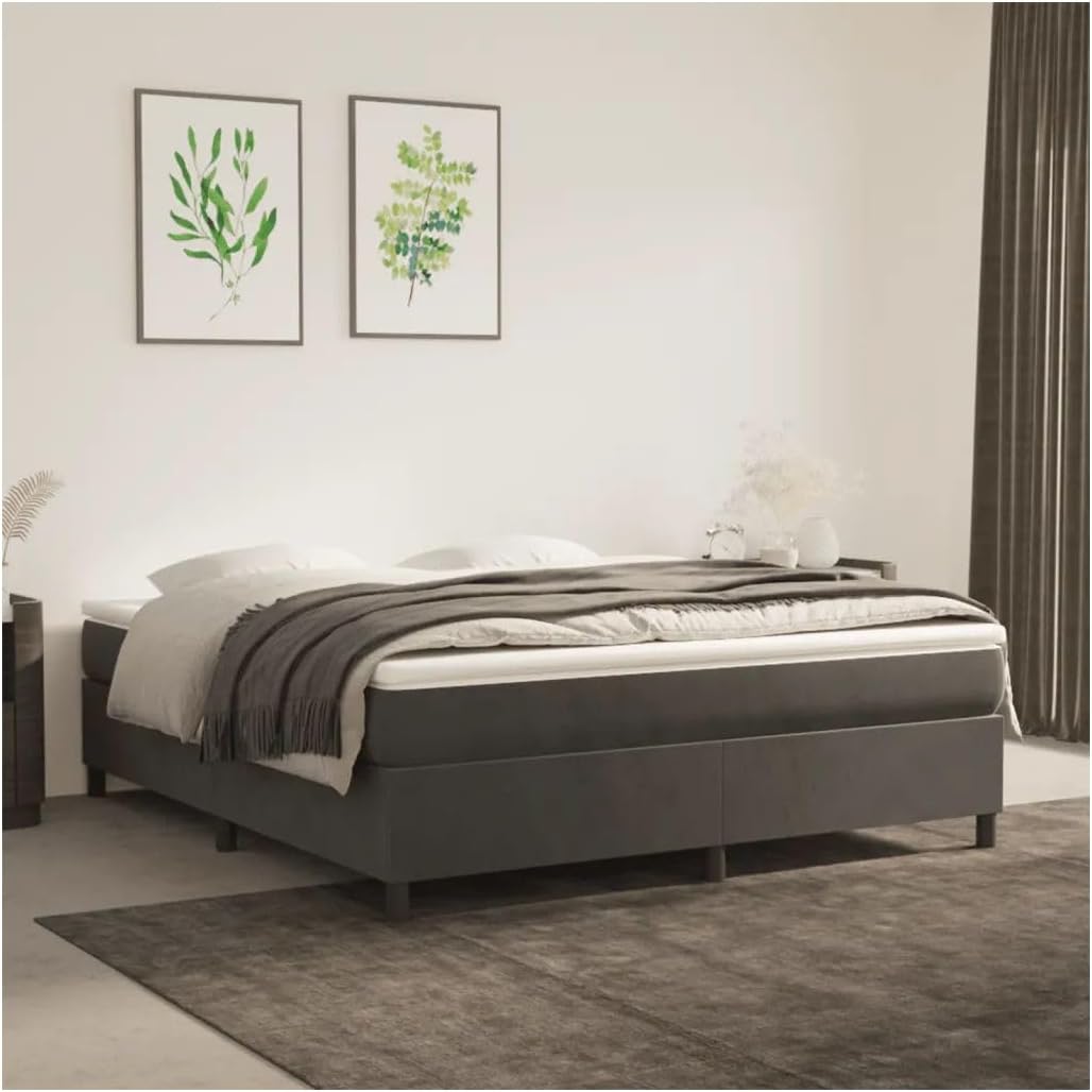 Bed Frame Dark Gray 72"X83.9" California King Velvet
