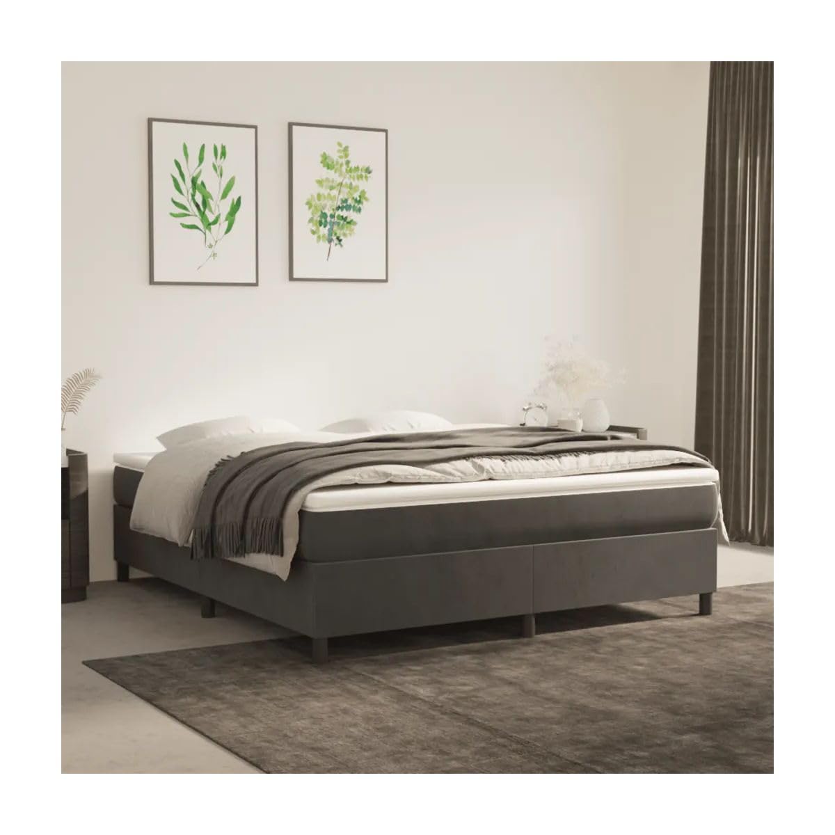 Bed Frame Dark Gray 72"X83.9" California King Velvet