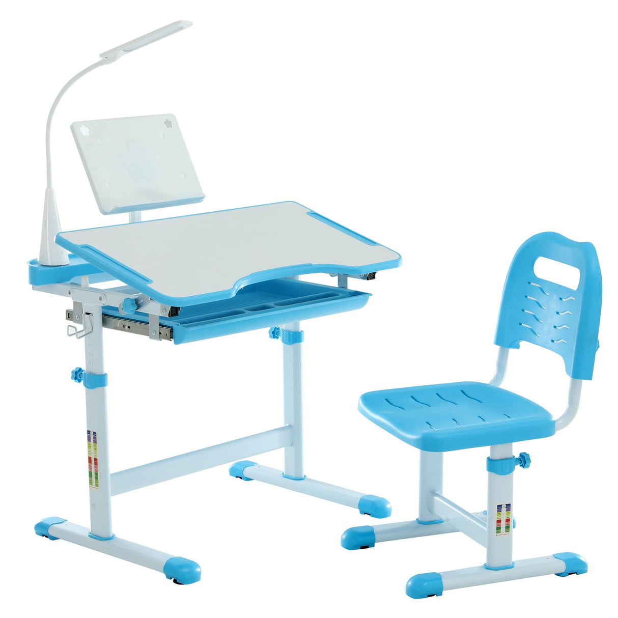 Kids Functional Desk and Chair Set, Ergonomic Height Adjustable Children School Study Desk