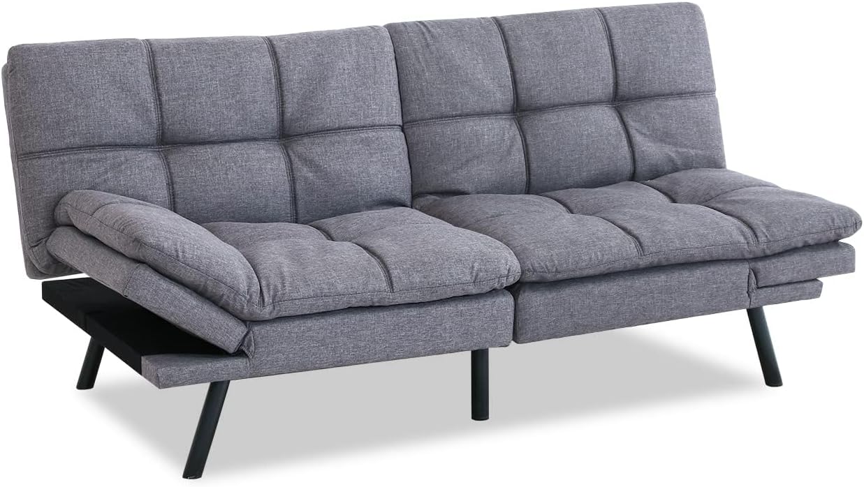 Futon Sofa Bed Twin, Memory Foam Couch Bed with Mattress