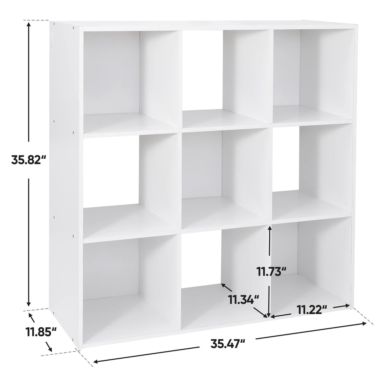 9 Cube Storage Organizer Wooden Display Shelf W/ 5 Removable Back Panels, Customizable Bookcase Bookshelf for Home, Office, Bedroom and Living Room (White)