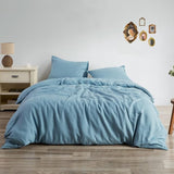 100% Linen Duvet Cover Queen, Stone Washed Natural French Linen 8 Ties Duvet