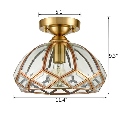 Gold Semi Flush Mount Ceiling Light Modern Brass Glass Ceiling Light Fixtures