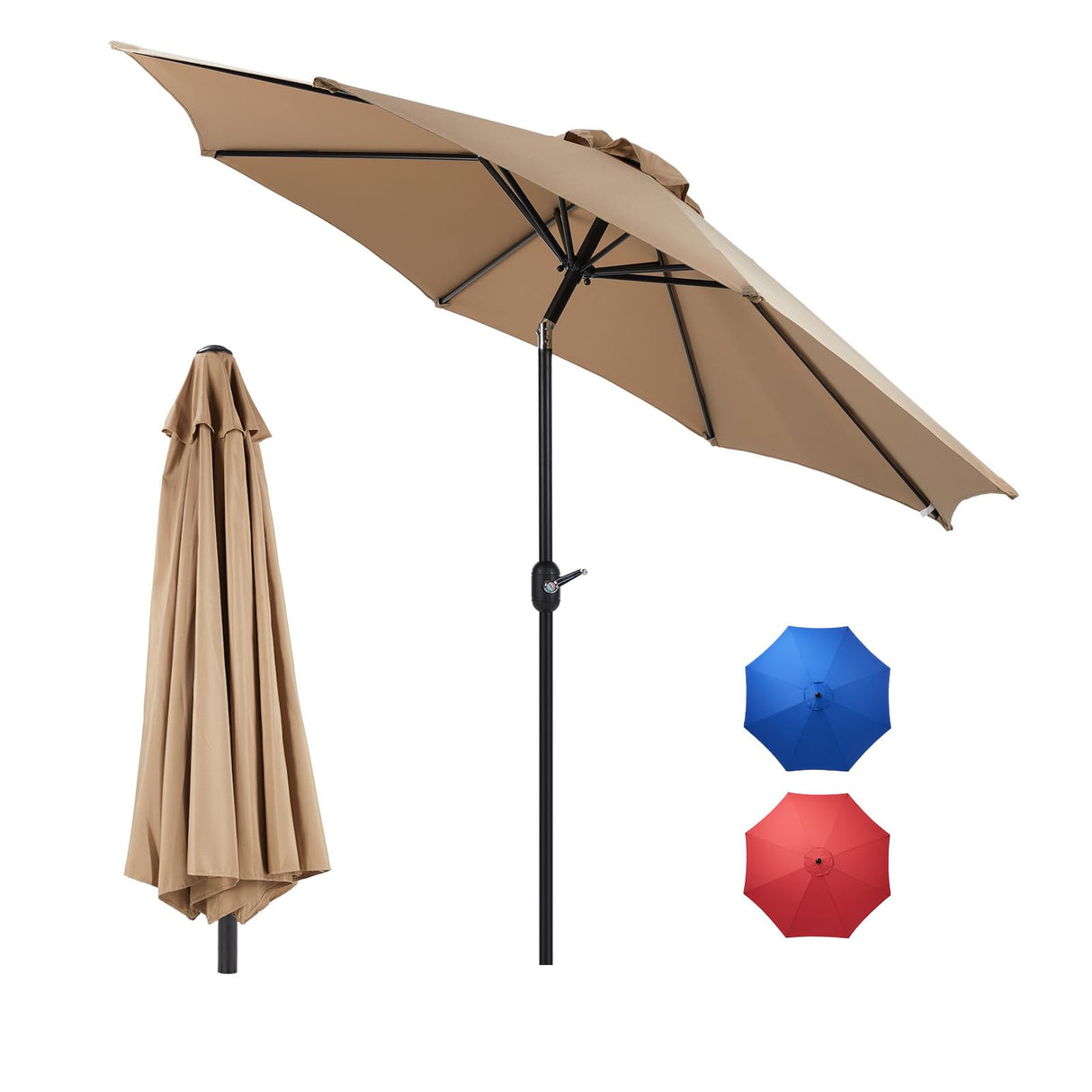 9FT Outdoor Patio Umbrella with Push Button Tilt and Crank, Table Umbrella