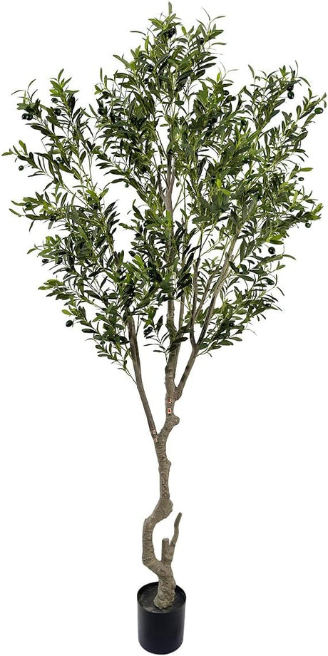 Artificial Olive Tree 6ft Tall Fake Potted Olive Silk Tree with Planter Large Faux Olive