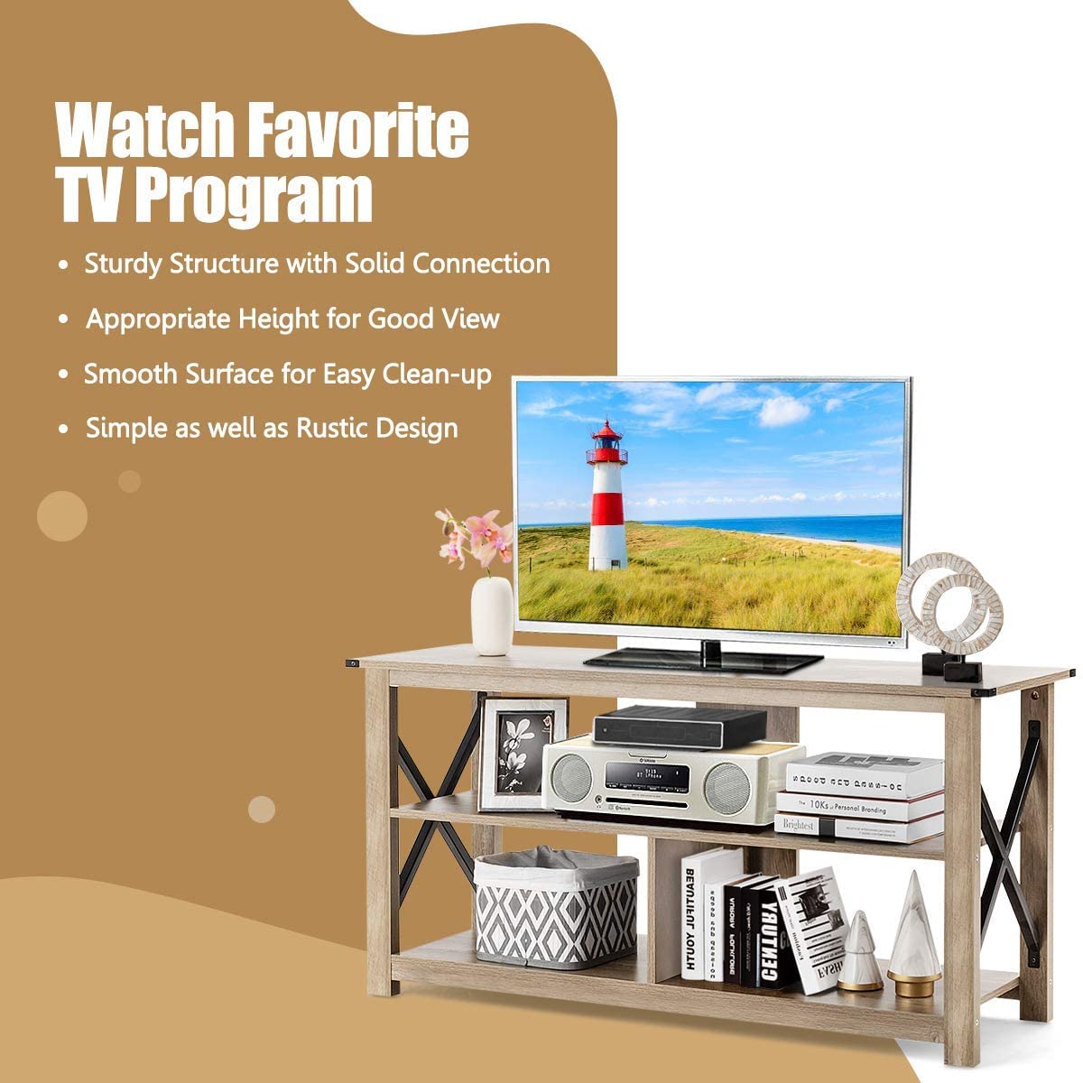 TV Television Stands, Large, Grey