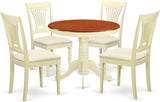 ANPL5-BLK-W 5 Piece Kitchen Set Includes a Round Dining Room Table with Pedestal and 4 Solid Wood Seat Chairs,