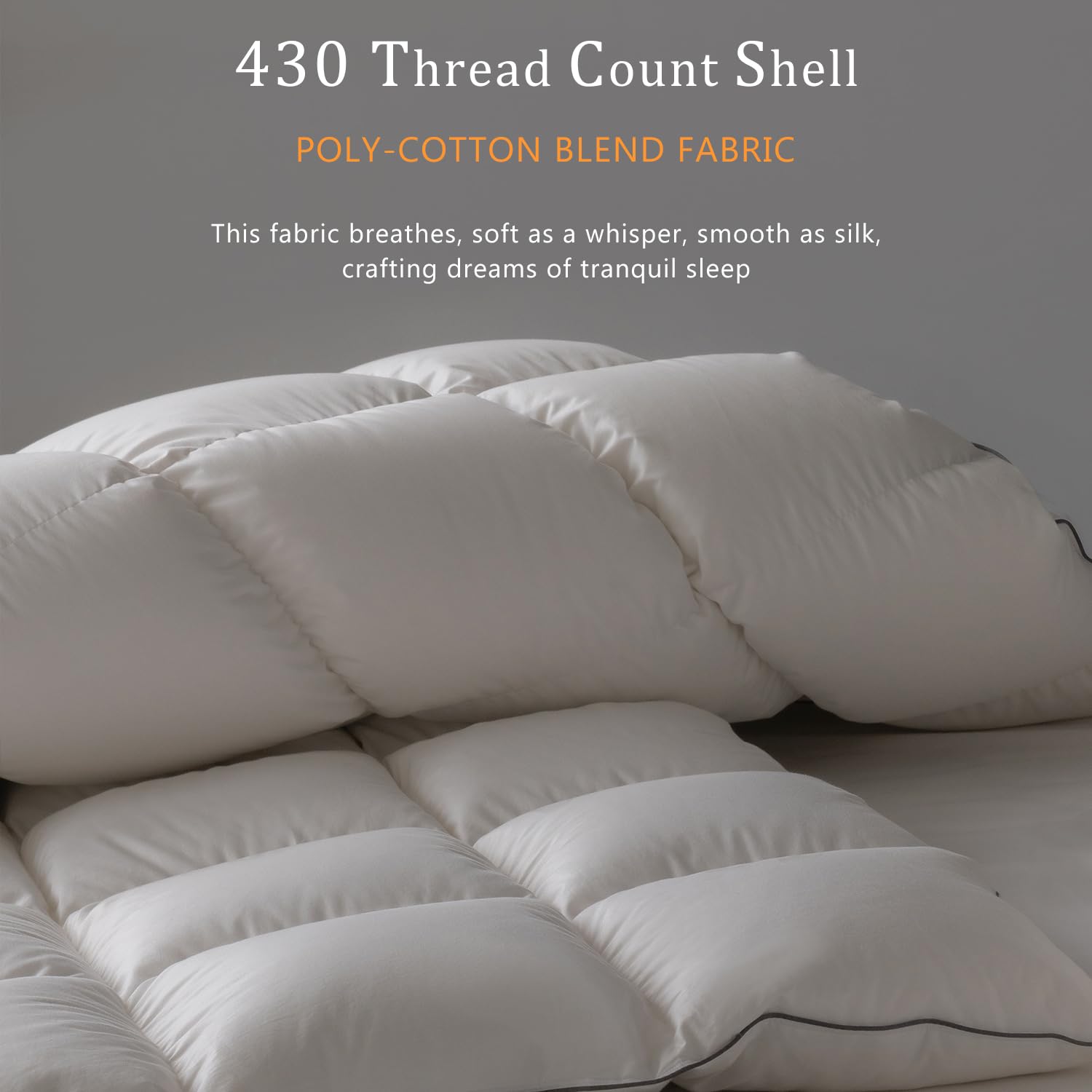 HYVIF Goose Feathers Down Comforter King Size - Luxury All Season Duvet Insert - Ultra-Soft 750 Fill-Power Medium Warmth - 59 Oz Fluffy Hotel Collection Comforter (White, 106x90)