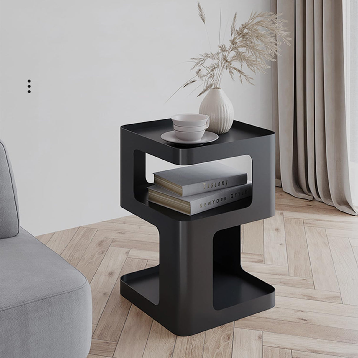 Side Table,Modern end Table,Black Metal nightstand,Bedside Tables,Accent Table