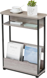 Side Table with Storage Shelf, 3 Tier Long End Table Slim Sofa Table for Narrow