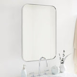 22x30'' Oil Rubbed Bronze Rounded Rectangle Bathroom Vanity Wall Mirror Stainless Steel Metal Framed Rectangular Bathroom Mirror, Vertical and Horizontal Hanging